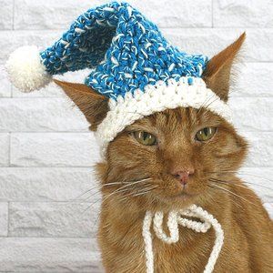 HAND CRAFTED Crochet Stocking Cap Blue Hat Costume Photo Prop Ski Trip